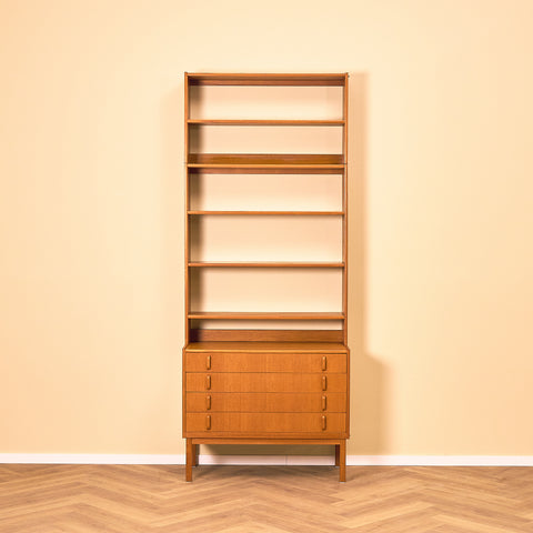 Swedish bookshelf in teak by B. Fridhagen for Bodafors