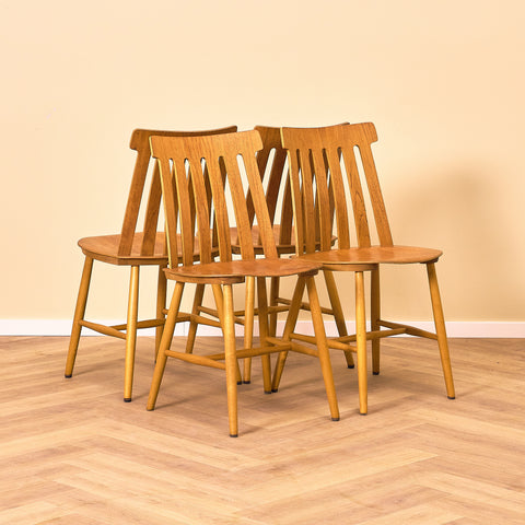Swedish dining chairs in teak & beech by Jan Hallberg for Edsbyverken, model 'Tallåsen'