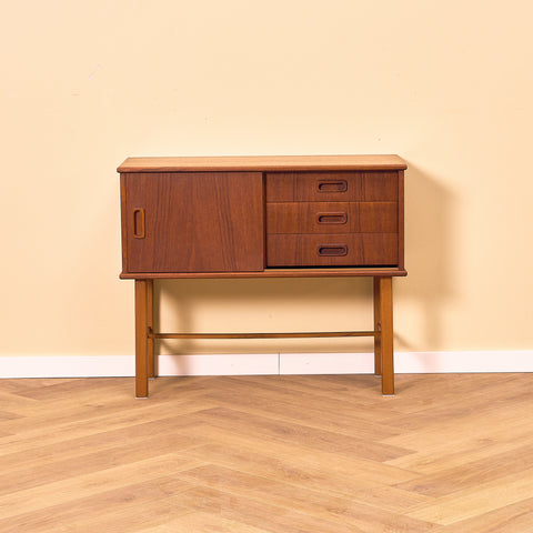 Swedish side table in teak and beech