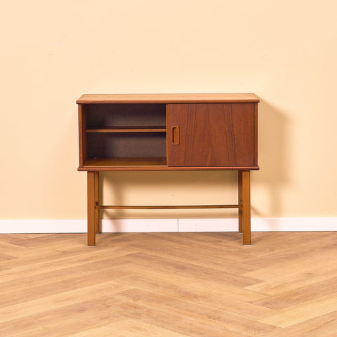 Swedish side table in teak and beech