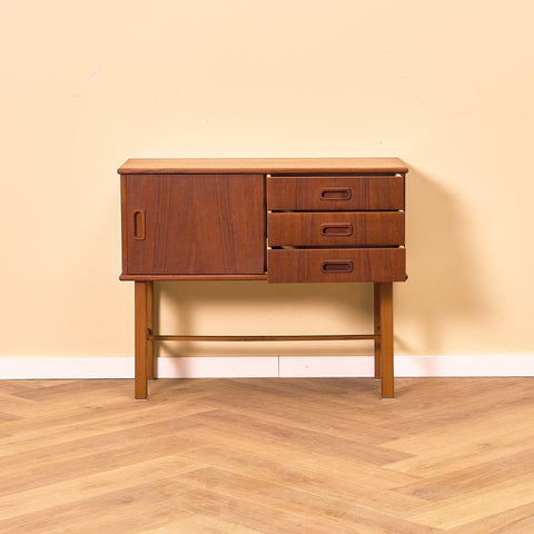 Swedish side table in teak and beech
