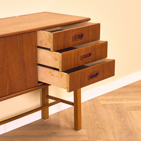 Swedish side table in teak and beech