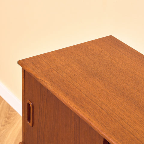 Swedish side table in teak and beech