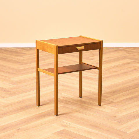 Swedish bedside table in teak & oak