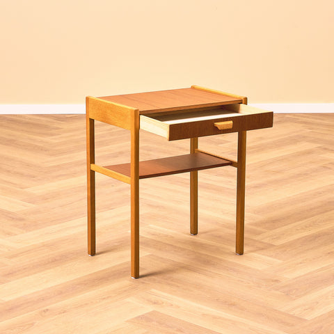 Swedish bedside table in teak & oak
