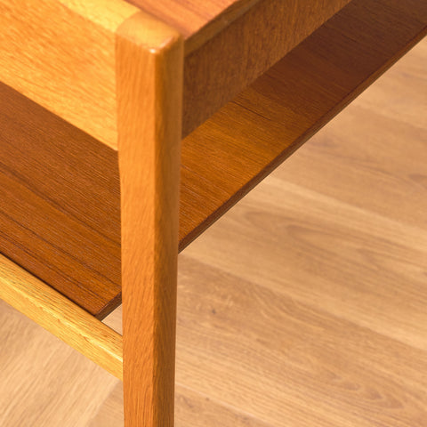 Swedish bedside table in teak & oak