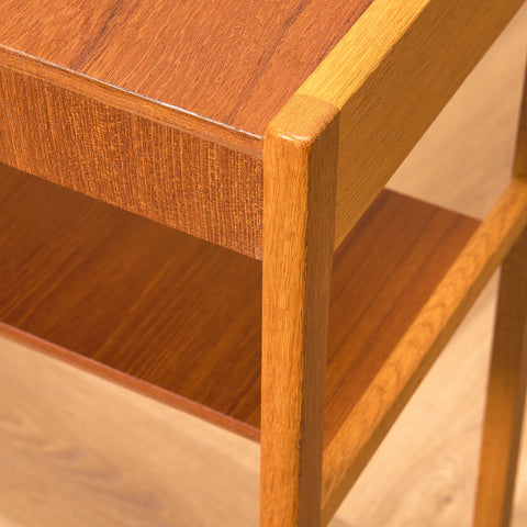 Swedish bedside table in teak & oak