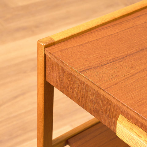 Swedish bedside table in teak & oak