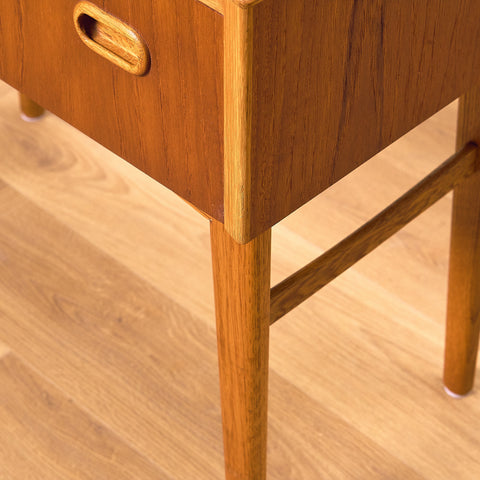 Swedish bedside table in teak & oak