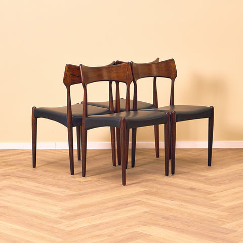 Danish dining chairs in Santos rosewood by Bernard Peterson and Son
