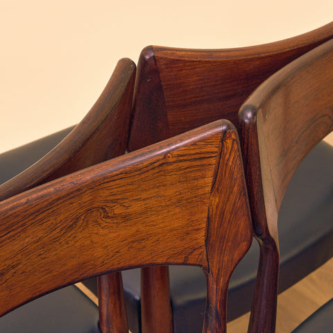 Danish dining chairs in Santos rosewood by Bernard Peterson and Son