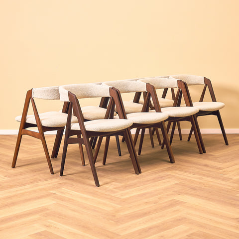 Danish dining chairs in walnut by Th. Harlev for Farstrup