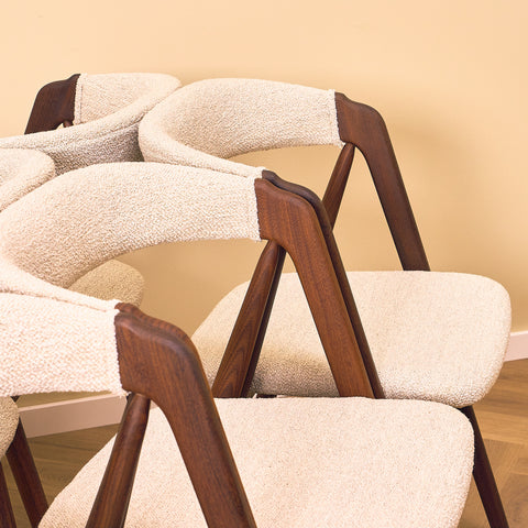 Danish dining chairs in walnut by Th. Harlev for Farstrup