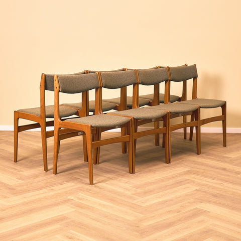 Danish set of 8 dining chairs in teak by Erik Buch for Nova Stolefabrik