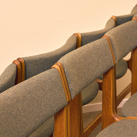 Danish set of 8 dining chairs in teak by Erik Buch for Nova Stolefabrik