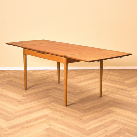 Swedish dining table in teak and oak