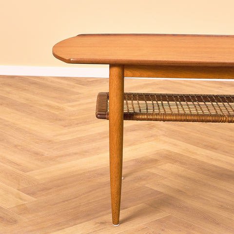 Danish coffee table in teak and oak by Villumsen & son