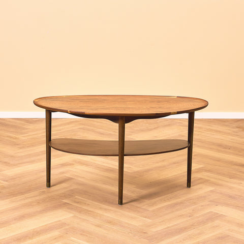 Danish coffee table in walnut and beech by Anton Kildeberg