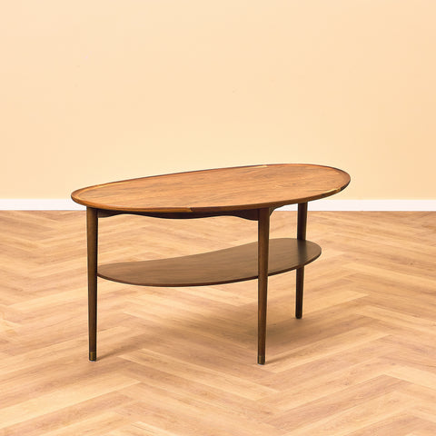 Danish coffee table in walnut and beech by Anton Kildeberg