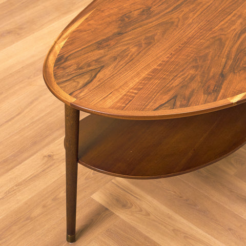 Danish coffee table in walnut and beech by Anton Kildeberg