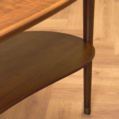 Danish coffee table in walnut and beech by Anton Kildeberg