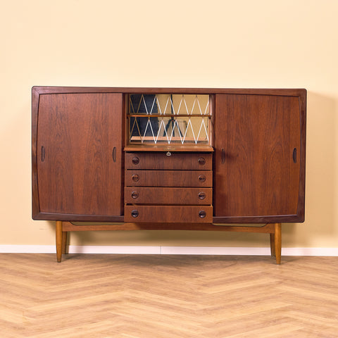 Danish highboard in teak and oak