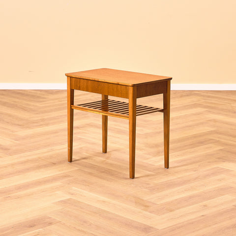 Swedish bedside tables in beech and teak by Svensk Möbelindustri