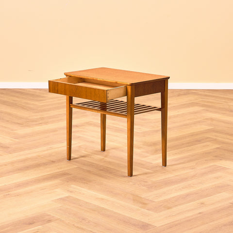 Swedish bedside tables in beech and teak by Svensk Möbelindustri