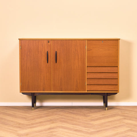 Swedish highboard in teak by Hugo Troeds, Bjärnum