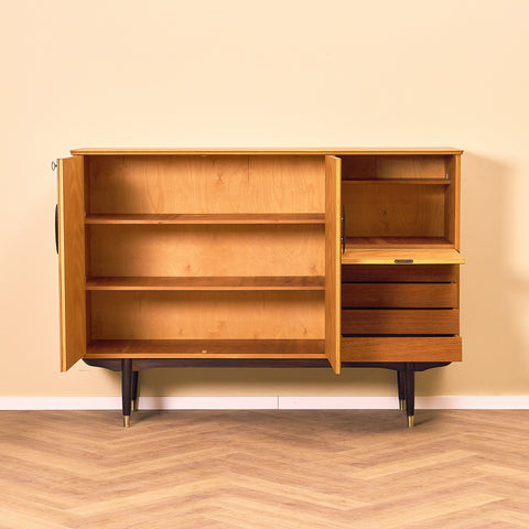 Swedish highboard in teak by Hugo Troeds, Bjärnum