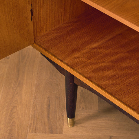 Swedish highboard in teak by Hugo Troeds, Bjärnum