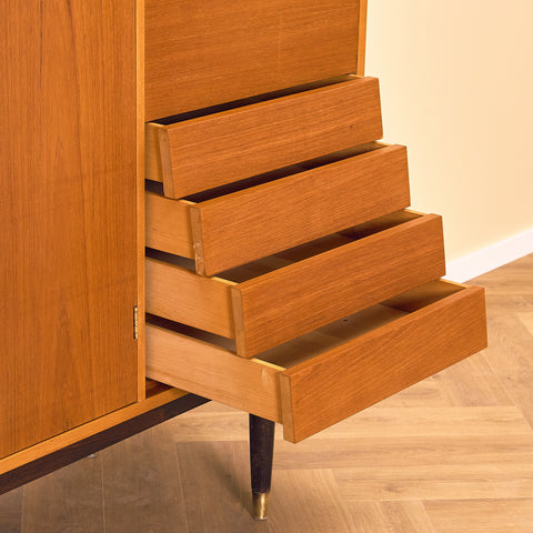 Swedish highboard in teak by Hugo Troeds, Bjärnum