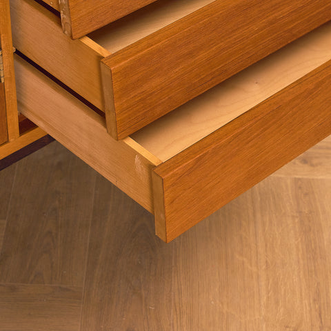Swedish highboard in teak by Hugo Troeds, Bjärnum