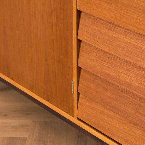 Swedish highboard in teak by Hugo Troeds, Bjärnum