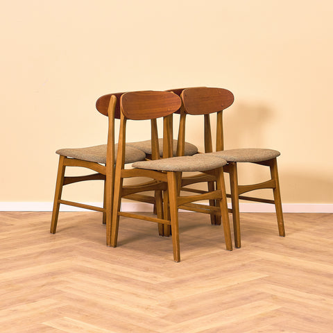 Danish dining chairs in teak and beech