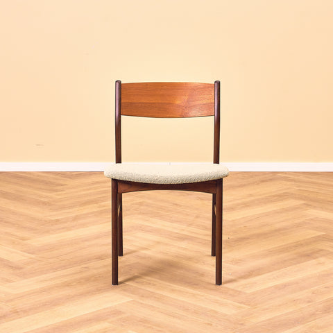 Danish dining chairs in teak and walnut