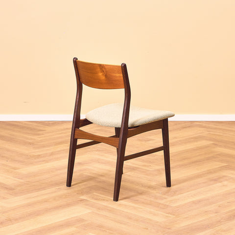 Danish dining chairs in teak and walnut