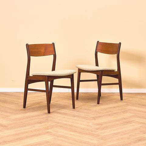 Danish dining chairs in teak and walnut