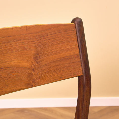 Danish dining chairs in teak and walnut