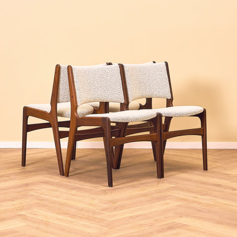 Danish dining chairs in walnut by Erik Buch, model 98