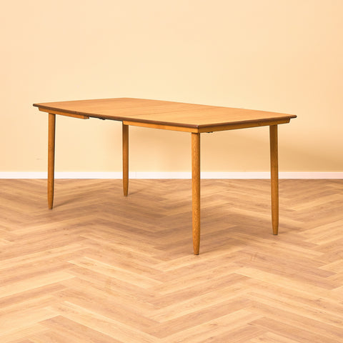 Swedish dining table in teak & oak by Bränntorps