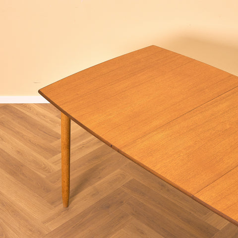 Swedish dining table in teak & oak by Bränntorps