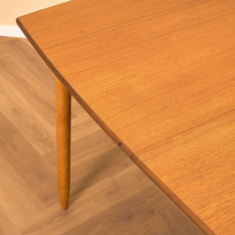 Swedish dining table in teak & oak by Bränntorps