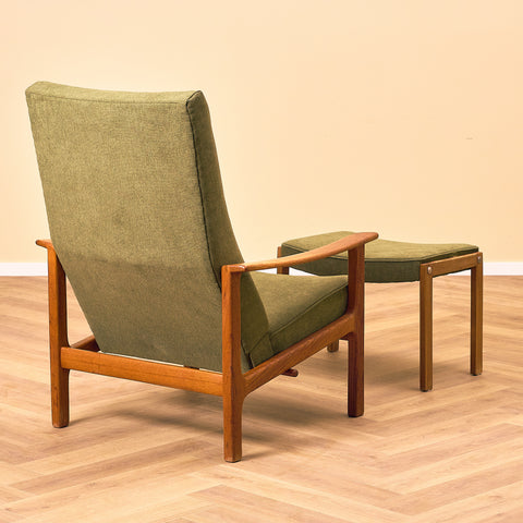 Swedish armchair and stool in teak by Bröderna Andersson, Ekenässjön