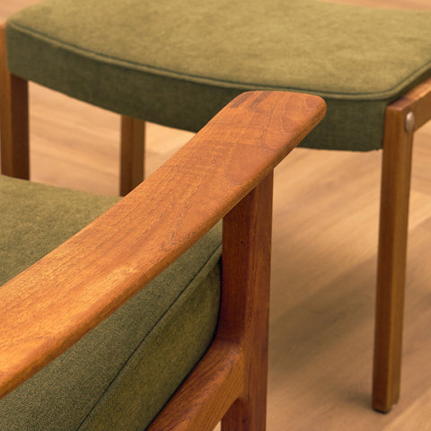 Swedish armchair and stool in teak by Bröderna Andersson, Ekenässjön