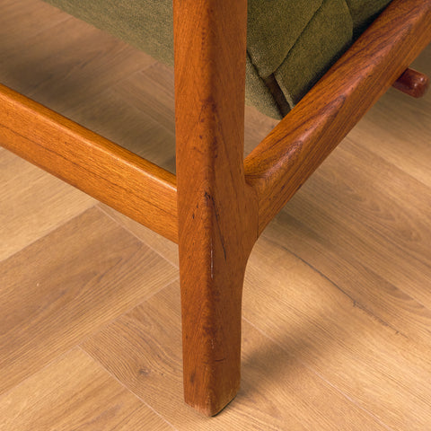 Swedish armchair and stool in teak by Bröderna Andersson, Ekenässjön