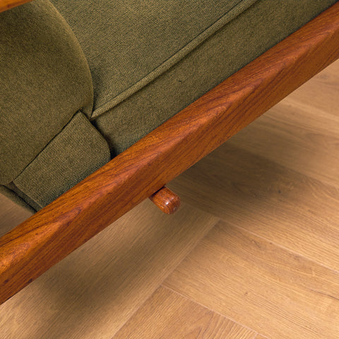 Swedish armchair and stool in teak by Bröderna Andersson, Ekenässjön