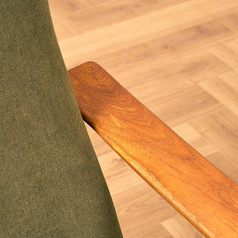 Swedish armchair and stool in teak by Bröderna Andersson, Ekenässjön