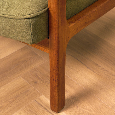Swedish armchair and stool in teak by Bröderna Andersson, Ekenässjön