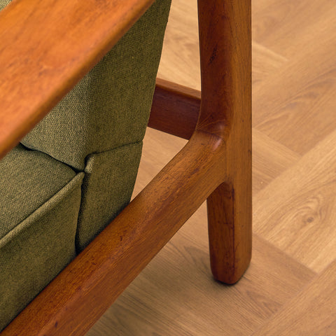 Swedish armchair and stool in teak by Bröderna Andersson, Ekenässjön